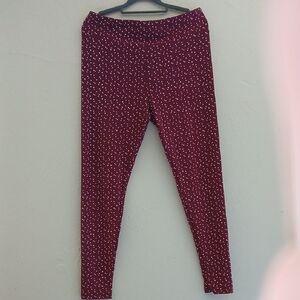 LuLaRoe Burgundy Polka‎ Dot Leggings